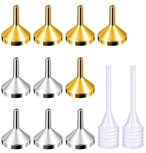 10 Imbuto in Metallo Con 2 Confezioni Pipette Atomizzatore Profumi Bottiglie Liquide Contenitori Per Riempire L'imbuto Della Bottiglia