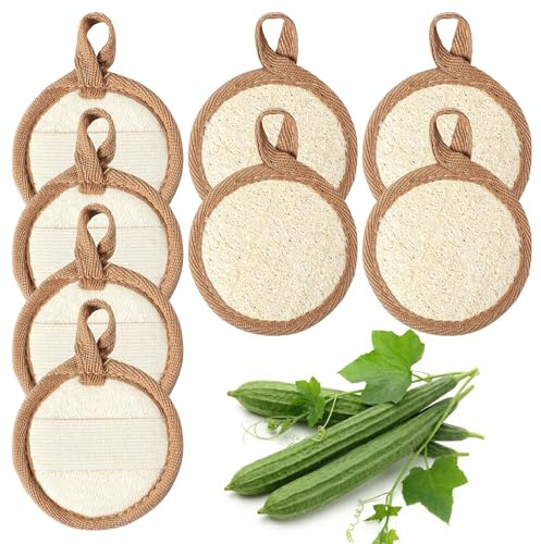 TIESOME 8 Pcs Exfoliating Face Scrubber, Gentle Shower Loofah Facial Scrubber Pads for Women & Men, Soft Face Exfoliator Pads for Deep Clean, Removes aDead Skin & Unclogs Pores, Reusable Sponge, Beige