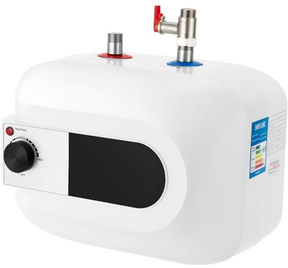 Mini chauffe-eau instantané 6 l avec affichage LED 1500 W - Petit chauffe-eau instantané - Chauffe-eau électrique de 30 à 65 °C - Montage mural - Autonome