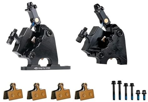 Bakre rullbromssats Hydraulisk skivbroms med belägg Rotorbroms Flat Mount Cykelok CNC Mekanisk För Grusvägscykel(Black 160 140 With 4 pair Pads)