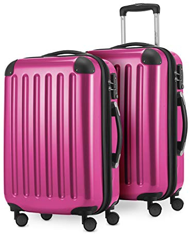 HAUPTSTADTKOFFER - Alex - 2 x Handgepäck Hartschale glänzend, 55 cm, 42 Liter, Magenta-Magenta
