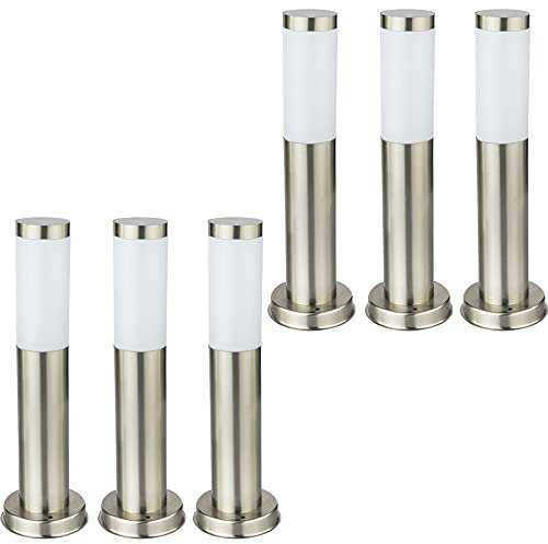 6er Set LED Außen Steh Lampen Hof Einfahrt Beleuchtung Edelstahl Garten Weg Stand Leuchten silber