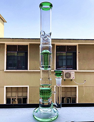 RORA Glas Bong Tree Dome und Vogel Kragen Percolator Pfeife 18,8 mm Schüssel Wasserpfeife 16 hoch (grün)