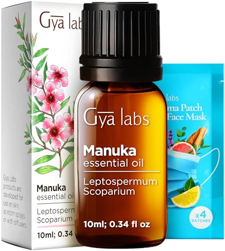 Gya Labs Pure Manuka Oil for Skin - 100% Huiles essentielles de qualité thérapeutique pour la peau - Huile essentielle de Manuka non diluée pour les ongles, la peau et le visage (10ml)