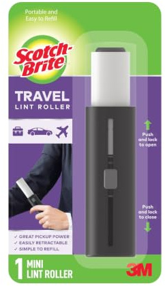 Scotch-Brite Mini-Fusselrolle für Reisen, funktioniert hervorragend auf Tierhaaren, 30 Blatt Gemischt