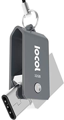 IOCOL dual USB Stick Mini: Ultra USB c Stick für typ Handy und Auto - 32GB Flash Drive in grau