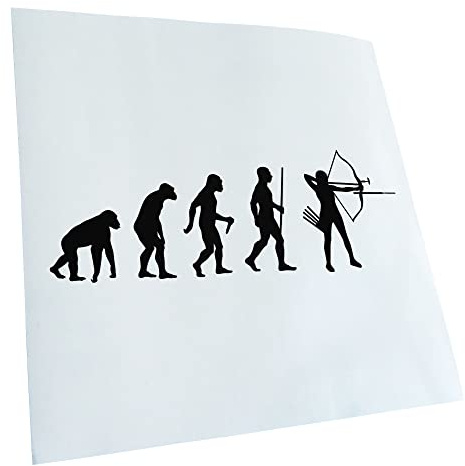 Kiwistar - Autoaufkleber - Bogenschießen Evolution - schwarz - 20x7cm - Heckscheibe Auto Aufkleber wetterfest für Kfz LKW Mofa Truck - Sticker außen selbstklebend Tuning Zubehör für Fenster Fahrzeug