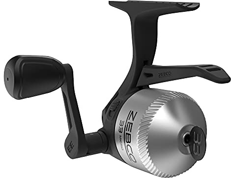 Zebco 33 Micro Trigger Spincast Fishing Reel, Size 10 Reel, Right or Left-Hand Retrieve, 4-Pound Zebco Cajun Line, Silver/Black (Clam Packaging)