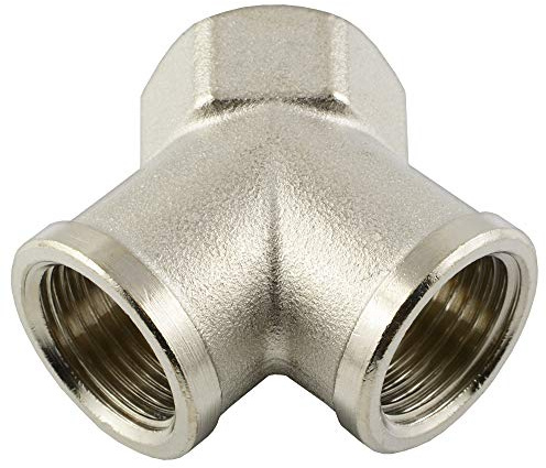 Fittingteile - 2-fach Verteiler mit 3x Innengewinde Luftweichen Druckluft Wasser Fittinge (Werkstoff: Messing vernickelt - Gewindegröße: G 1/2)