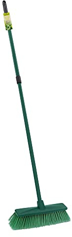 JVL Outdoor Hard Bristle Broom with Telescopic Handle, Green 20-102 One Size
