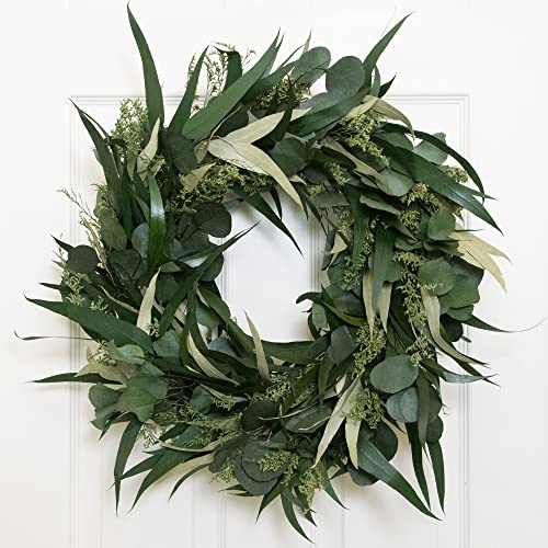ANDALUCA 20 Preserved Willow and Silver Dollar Eucalyptus Wreath (Willow Silver Dollar)