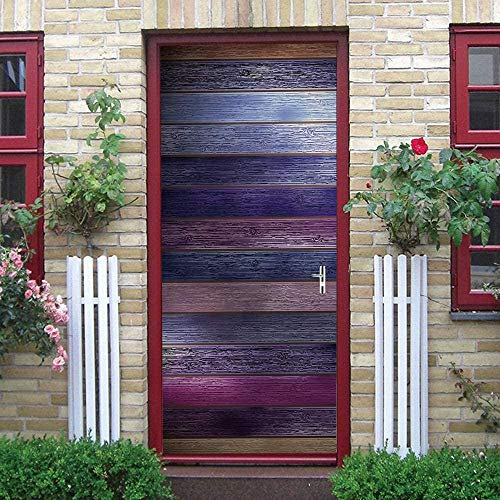 Adesivo Per Porte Interne 3D 90X200Cm Tavolato In Legno Scuro Geometrico Soggiorno Camera Da Letto Poster Per Porte Pvc Autoadesivo Impermeabile Carta Da Parati Casa Decorazione Arte Fotomural