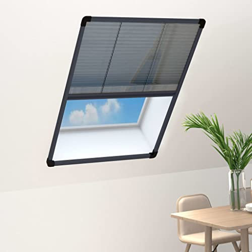INLIFE Insektenschutz-Plissee für Fenster Aluminium Anthrazit 80x120cm
