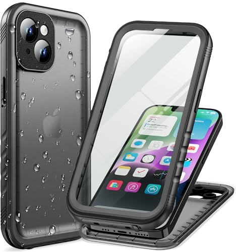 Cozycase Top 360 Vattentätt Stöttåligt Skal för iPhone 14 Plus Fodral, Waterproof Shockproof i Phone 14Plus Case med Full Skärm Kamera Skydd Skärmskydd KameraskyddHårt Mobilskal Svart