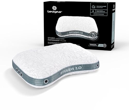 Bedgear Storm Cuddle Curve Performance Pillow - Size 1.0 - Cooling Bed Pillow for Side Sleepers - Medium Firmness- Washable and Removable Cover - 20 W x 26 L