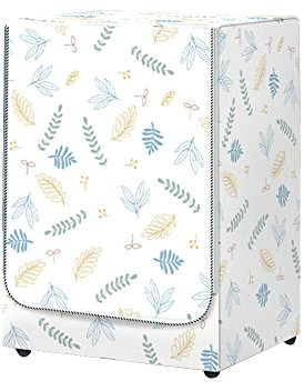 Odot Washer Dustproof Cover Front Load, Washing Machine Dryer Protector Sunscreen Waterproof Tumble Dryer Case Protective Cover for Most Front Loadi (leaf,M-capacity 8~10kg)