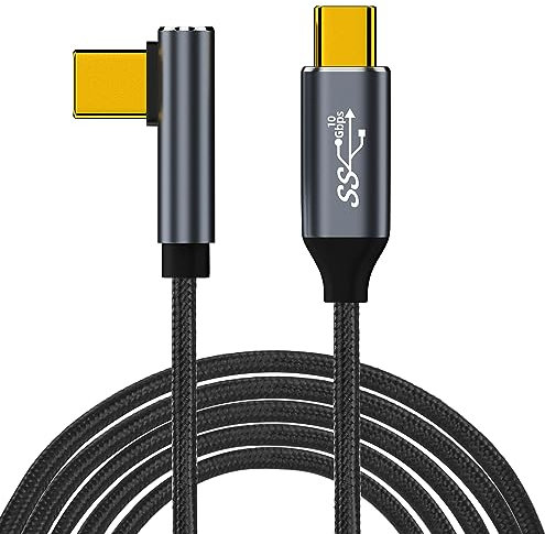 GELRHONR USB C to USB C Cable 100W, Right Angle USB C 3.1 Gen 2 Cable, 10Gbps Data Transfer Fast Charging with 4K Video Output, for Steam,VR Link,Tablet,Laptops,Type-C Devices (3M/9.8Ft)
