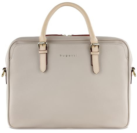 bugatti Ella Businesstasche 15, Aktentasche aus Kunstleder mit Laptopfach, beige
