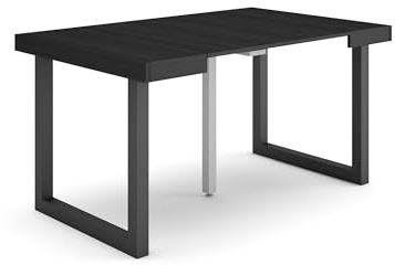 Skraut Home | Table Console Extensible | Console Meuble | 140 | pour 6 Personnes | Pieds Bois Massif | Style Moderne | Noir