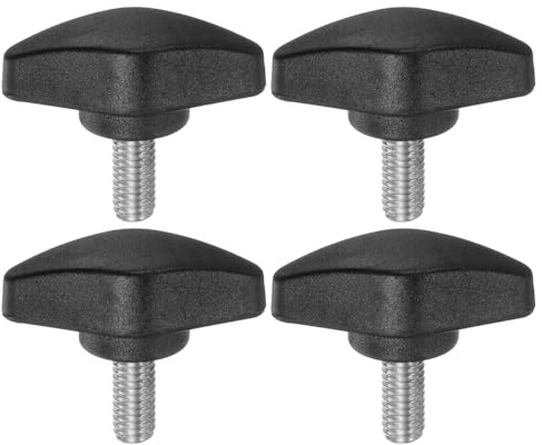 QUARKZMAN Boutons à Ailettes En T, M6X14mm Poignées En Plastique Noir 4Pcs | Vis à Pouce, Filetage Mâle Standard, Boutons de Serrage à Main