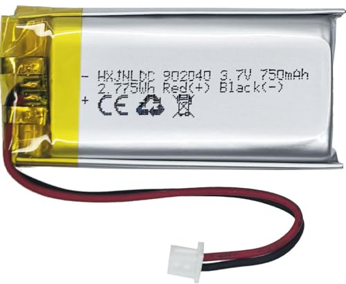 Batería Recargable de polímero de Litio DC 3,7 V 750 mAh 902040 Adecuada para sustituir baterías integradas de 2 Cables en Dispositivos electrónicos de 3,7-5 V y Luces LED.