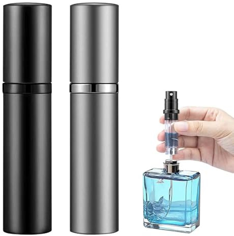Udbrud Parfümzerstäuber Nachfüllbar, 5ML Mini Portable Sprühflasche Leer Reise Parfüm Zerstäuber Befülltechnik ohne Trichter Parfümzerstäuber Nachfüllbar Metall für Damen und Herren, Flug Reise