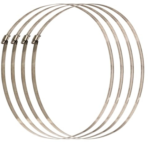 VIGORQ Colliers de serrage en métal de grande taille en acier inoxydable argenté - Lot de 4 - 500 mm - Réglables
