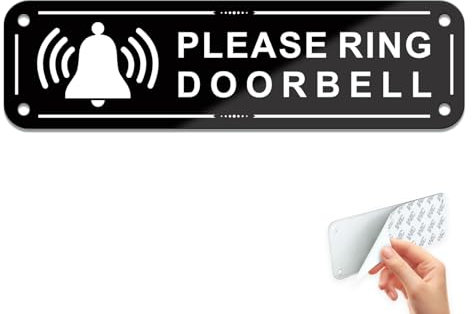 Goodvia Please Ring Doorbell Sign Self Adhesive Aluminum Door Signs for Front Door 6.3x1.8inches