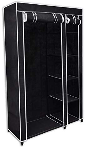 BaraSh Faltbarer Stoffschrank Schwarz 110 x 45 x 175 cm Stoffkleiderschrank Stabil Kleiderschrank Stoffschrank