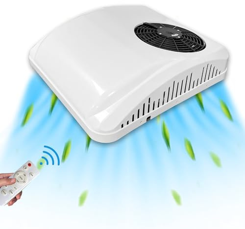 Aspligo 12 V Dach-RV-Klimaanlage, elektrisch, Parken, DC-Klimaanlage, 12 Volt Wechselstrom, 8800BTU, passend für Wohnmobil, LKW, Anhänger