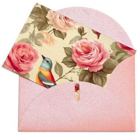 NONHAI Grußkarten mit Umschlägen, englische Rosen, Vögel, Dankeskarte, Blanko-Karten für alle Anlässe, Geburtstag, Dankeschön, Hochzeit, Urlaub, Partys und mehr, 9,9 x 15,9 cm