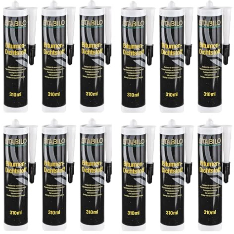 12x Bitumen Dichtstoff 310ml | Klebstoff, Dichtmasse, Dachdicht, Bitumenkleber | 12 Stück