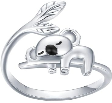 DkakoJew Lovely Koala Form Ring, Justierbarer Offener Ring für Frauen Teen Girls, Bestes Geburtstagsgeschenk