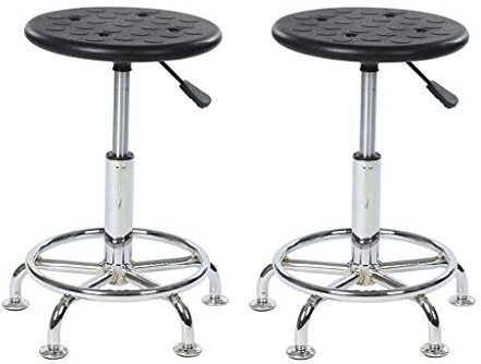 Hocker auf Rädern Laborhocker, kleiner Arbeitshocker, Arbeitsstuhl, gestanzte antistatische Platte aus Edelstahl mit 5 Krallen, Stummschaltung für Klinik, Werkstatt, Büro, Heben von 45–55 cm (Farbe: