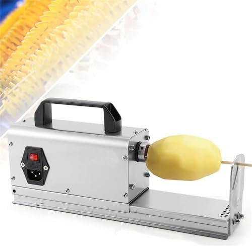 Tagliapatatine Commerciale, Affettatrice Elettrica per Patate Tornado 3 in 1, Affettatrice per Patate Fritte a Spirale Ritorta, con Lame da 2 mm e 2,5 mm, 34,5x13x8,5 cm