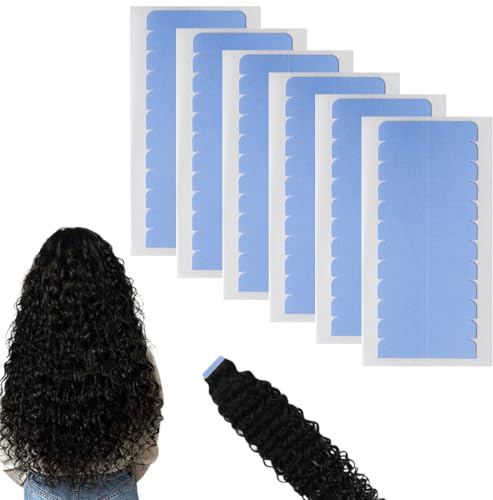 XENQITO - Lote de 144 cintas adhesivas para extensión de cabello, cinta adhesiva de doble cara, cinta adhesiva de doble cara para reemplazo de trama de pelo (azul)