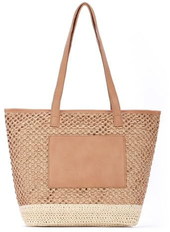 LHHMZ Sac fourre-tout en paille pour femmes, Sac à bandoulière en paille tissée, Grand sac de plage d'été, Sac de plage de voyage