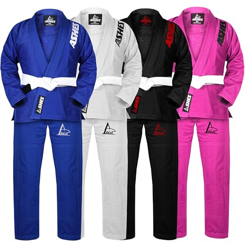 Ashes Sports IBJJF Ultra Light BJJ Brazilian Jiu Jitsu Gi for Kids with Preshrunk Fabric and Free Belt (Blue, M3)