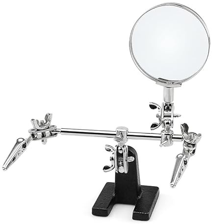 Standlupe Helfende Hand Standlupe mit Löt Halter - 5-fache Lupe - Einstellbare Löthilfe Dritte Hand mit Krokodilklemmen - Schmuck & Elektro Hobby Werkzeug 154 x 100 x 125 mm