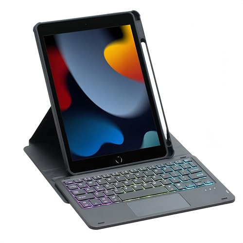 Etui avec Clavier pour iPad Mini 7 (A17 Pro) 8.3 inch 2024,7 Couleurs rétroéclairé, Clavier trackpad,détachable sans Fil avec Support pour Crayon pour iPad Mini 6 8.3 inch 2022(Black)