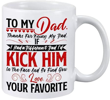 eBoutik - Funny Tea Coffee Mug – Novelty Gift for Christmas, Grandad or Papa – Xmas Humorous Present from Son or Daughter – Thanks for Being My Dad