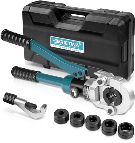 Profi Presszange Kupferrohr V-Kontur mit Rohrabschneider