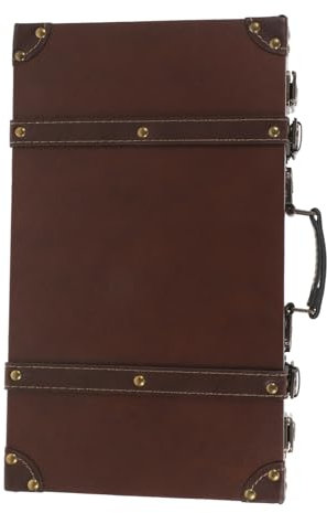 FONDOTIN Leder Vintage Stamm Große Kapazität Reise Gepäck Decor Lagerung Box Dekorative Boxen