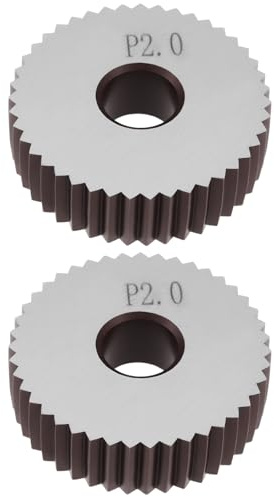 ECSiNG 2pcs P2.0mm Straight Knurling Wheels 28x8x8mm Steel Rollers for Knurling Tools and Lathe Holders