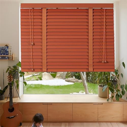 Premium Massivholz-Jalousien, 50 mm, horizontale Lamellen, Verdunkelung und Wärmedämmung, Fensterläden, Sichtschutzvorhänge für Zuhause und Büro, B 140 x H 160 cm