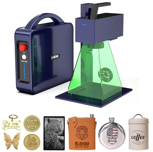 GWEIKE G2 Max 50W Faserlasergravierer, 15000mm/s schnelle Lasergraviermaschine mit 3D- & Tiefengravur, 150x150 mm Arbeitsbereich, 0,001mm Präzision, Lasermarkiergerät für Metall, Schmuck, Hundemarken