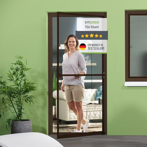 empasa Insektenschutz Fliegengitter Tür mit Alurahmen START | individuell zuschneidbar, als Selbstbausatz, Farbe: braun, Größe: 120 x 240 cm