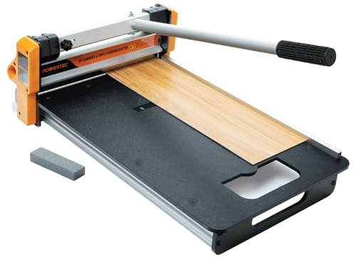 POWERTEC 13 Laminate and Vinyl Floor Cutter – Multi-Angle Manual Flooring Cutter for LVP, SPC, WPC, VCT, PVC, with HSS Blade, Honing Stone, and Angle Reference Marking (FC1300)
