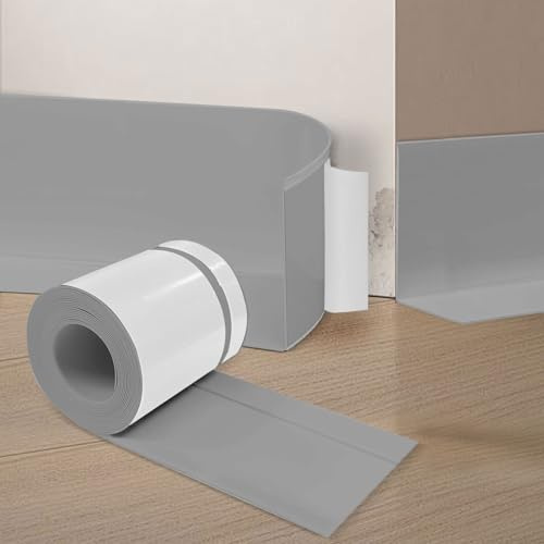 YushengTai Plinthe Souple Autoadhésive, Epreuve de L'eau, PVC Plinthe Adhesive 70 mm x 20 mm x 6 m, Facile à Installer, Convient pour la Cuisine et la Salle de Bain (Gris)