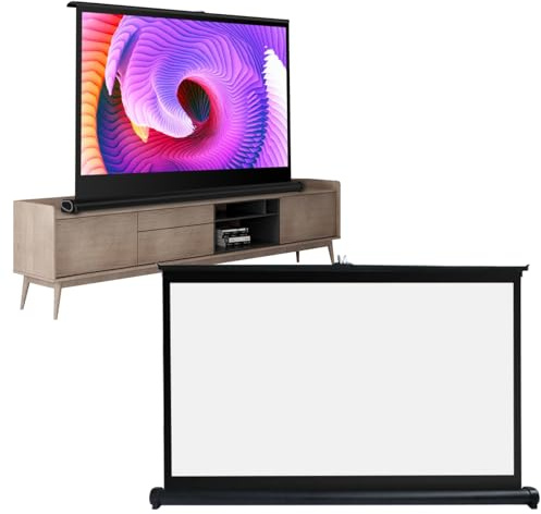 Écran de projection portable rétractable de 127 cm à traction manuelle pour films en extérieur et en intérieur, pour une utilisation sur table et au sol (rapport d'aspect 4:3)